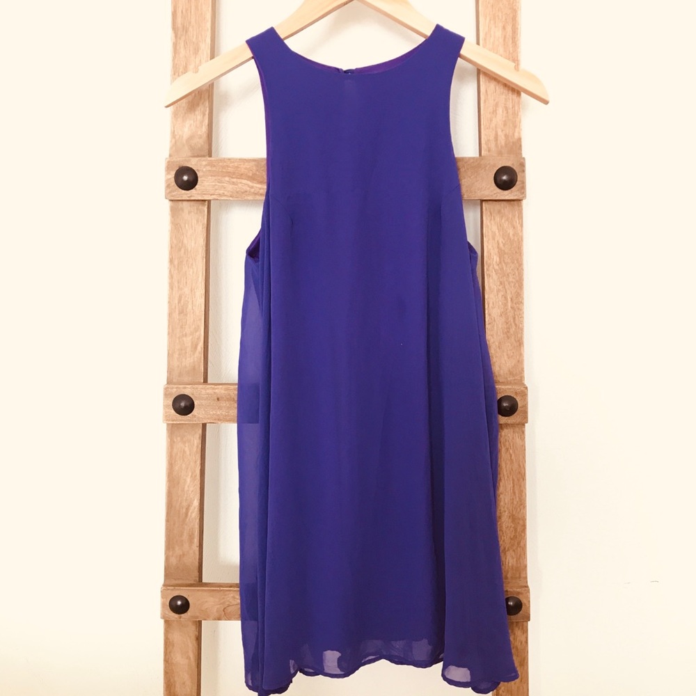 Mini purple sleeveless shift dress